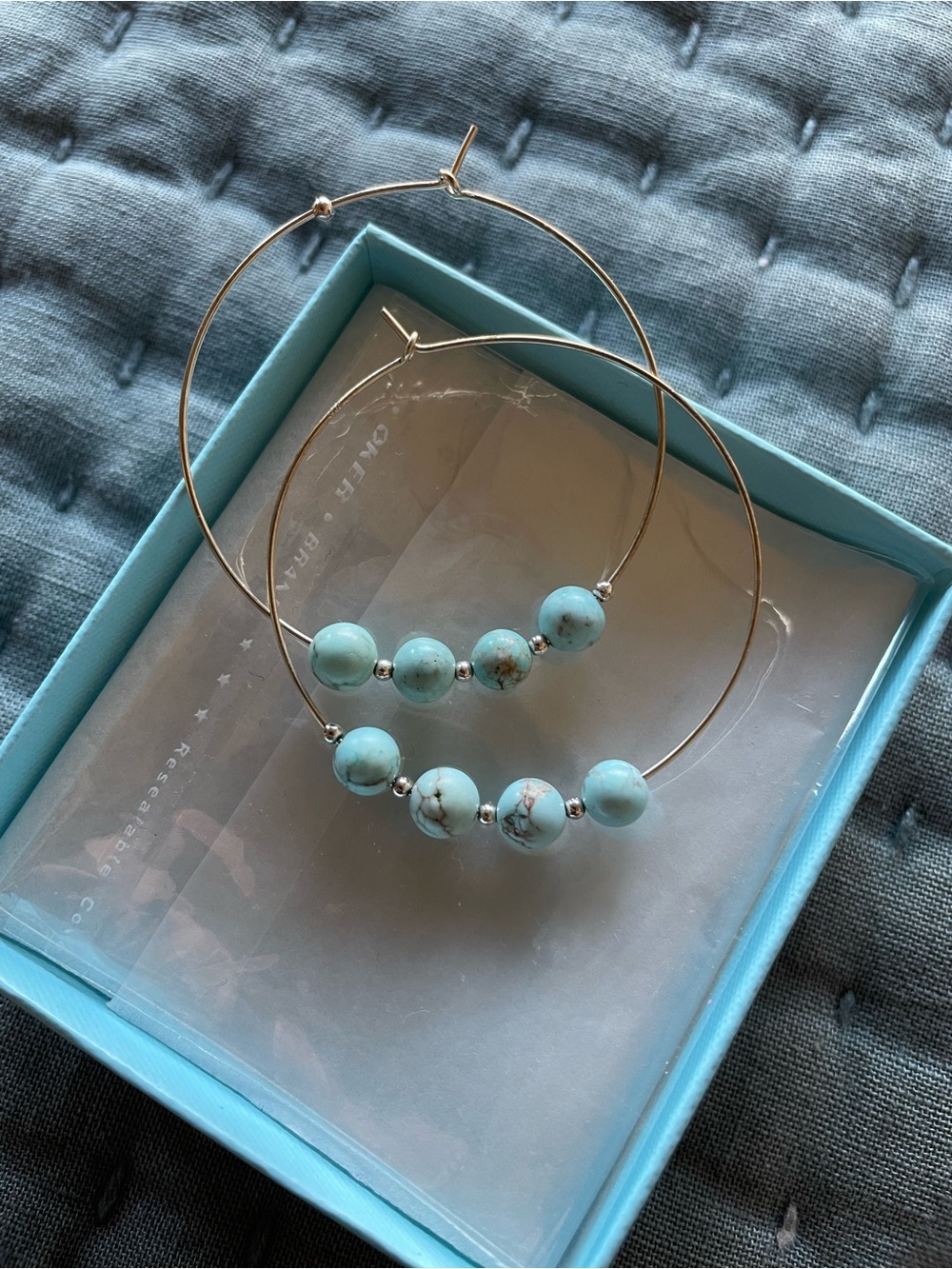Turquoise Bead Hoop Earrings - Women Jewelry
